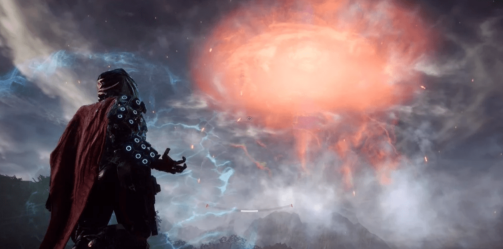 Anthem: tempestade de fogo no céu gera titãs pelo mapa