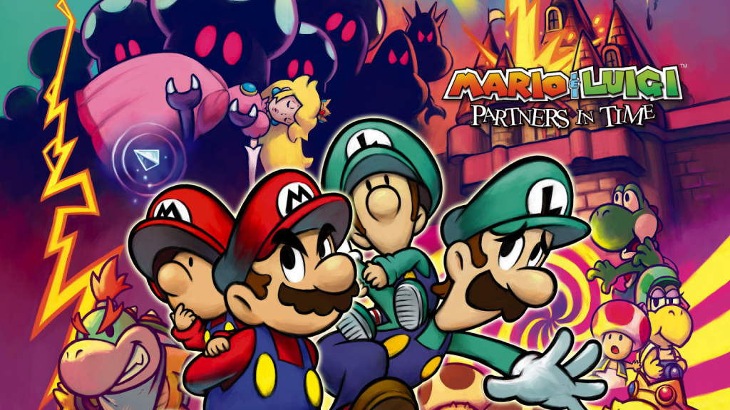 Imagem com Mario e Luigi, e suas versões como criança
