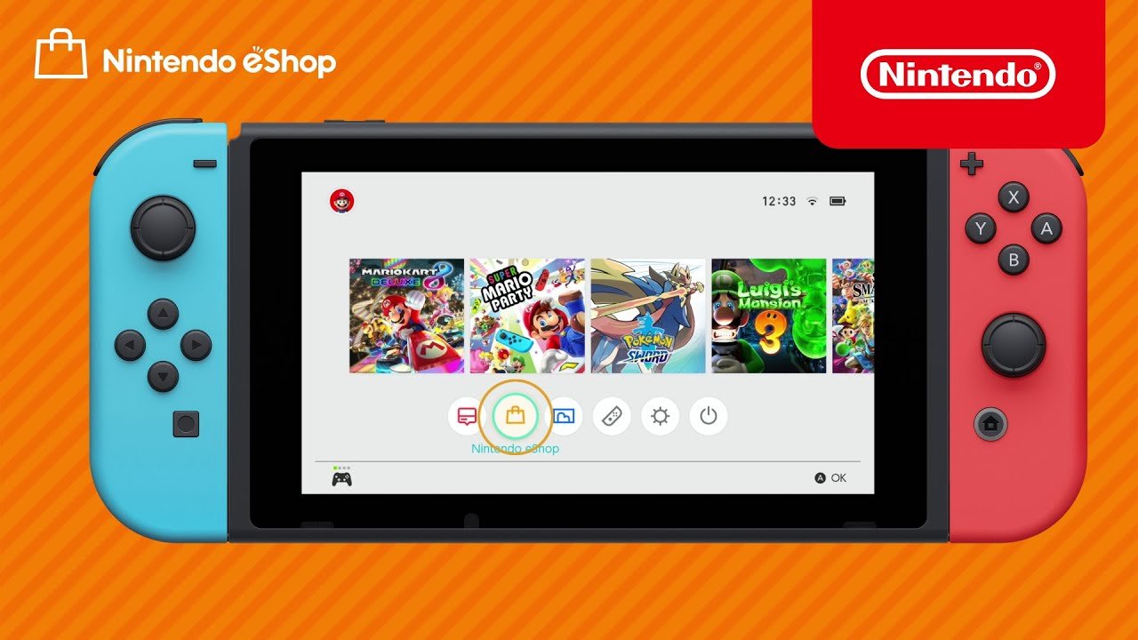 Imagem ilustrativa da Nintendo eShop e alguns jogos da empresa