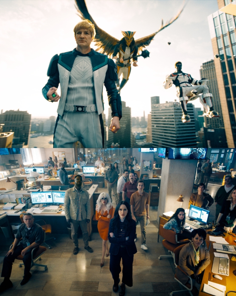 Montagem com fotos da Gangue da Justiça e os membros do Planeta Diário em Superman (2025)
